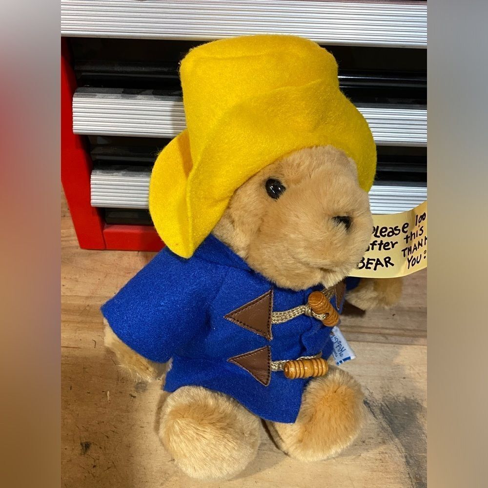 Sears Paddington Bear 15 Inch Plush Stuffed Animal  Blue Toggle Coat Yellow Hat - Picture 3 of 8